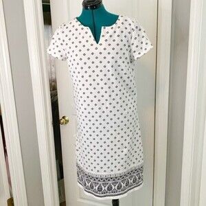 Talbot Bohemian V Neck Short Sleeve Shift Casual Summer Comfy Dress